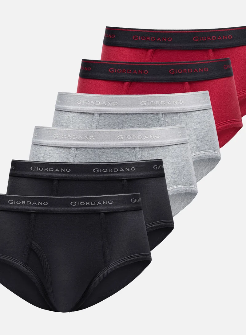 جيوردانو Men’s Classic Cotton Rib Briefs 6‑Pack Essentials